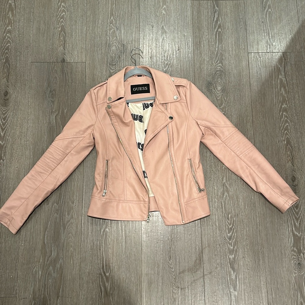 Small Pink Leather Jacket by Guess
